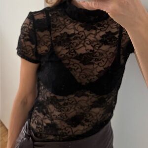 Chic Black Lace Blouse